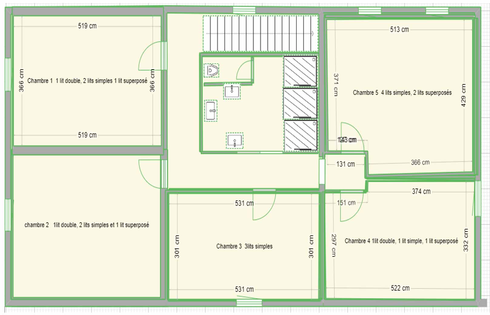 Plan du 1er étage du gîte