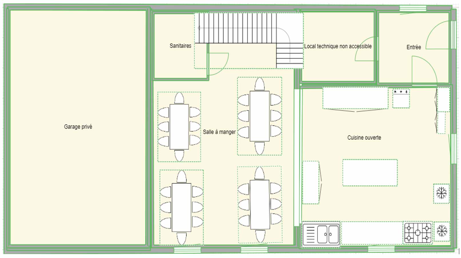 Plan du RDC du gîte